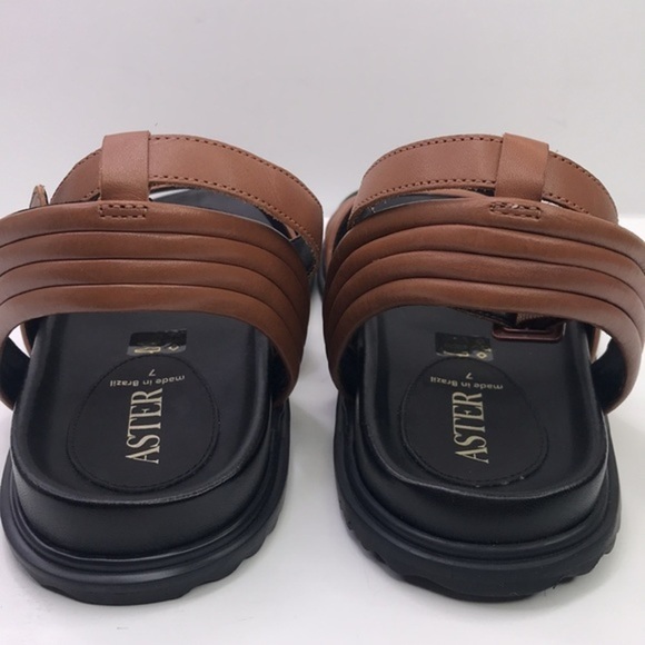 ASTER Harriet Women's Brown & Black Strappy Sandals Ankle Buckle Strap Sz 7 - Picture 4 of 8